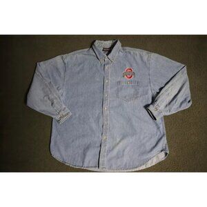 VTG Crable Sportswear ButtonUp Shirt Men XXL Blue Ohio State Buckeyes Embroidery